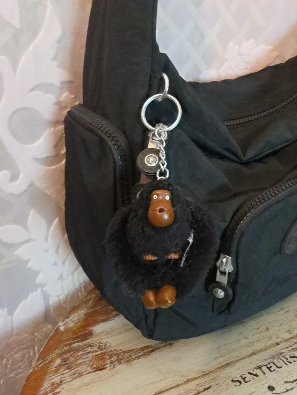 Kipling Black Hobo Shoulder Bag with Multiple Zips